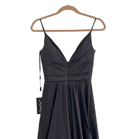 La Femme High Slit Long Satin Dress Sleeveless Full Length Formal Prom size 0 - Picture 10 of 12